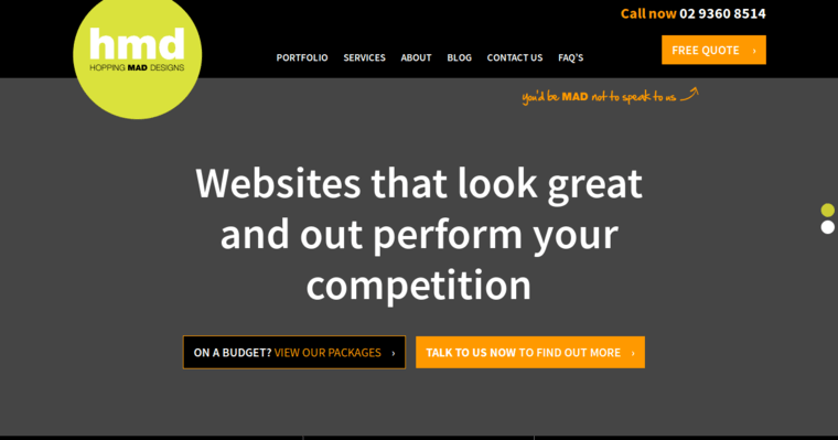 Home page of #5 Top Sydney Web Development Business: HOPPING MAD DESIGN