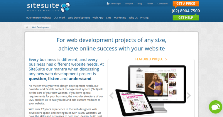 Development page of #7 Best Sydney Web Development Business: SiteSuite Website Design
