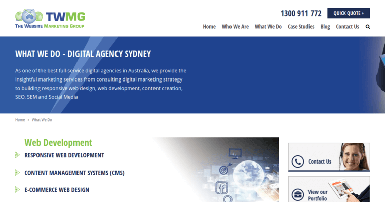 What page of #8 Best Sydney Web Development Business: The Website Marketing Group 