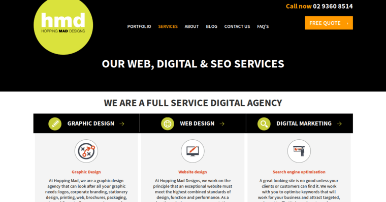 Service page of #5 Leading Sydney Web Design Business: HOPPING MAD DESIGN