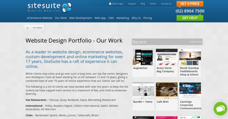 Folio page of #7 Leading Sydney Web Design Business: SiteSuite Website Design