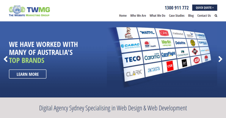 Home page of #8 Best Sydney Web Design Agency: The Website Marketing Group 