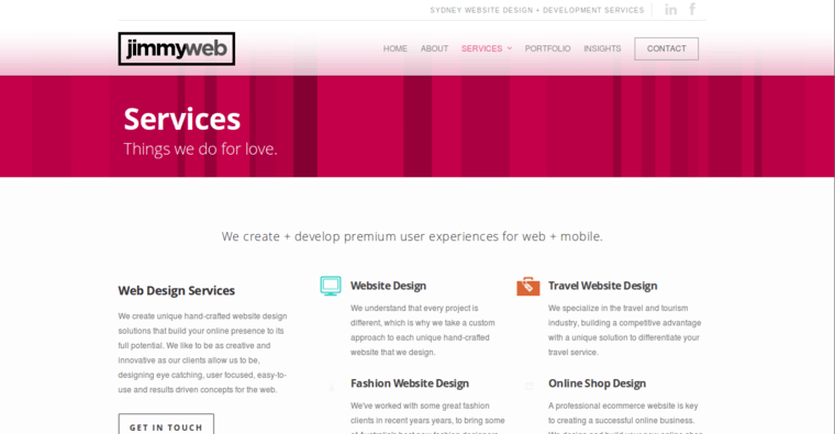 Service page of #9 Top Sydney Web Design Company: Jimmyweb Web Design & Development