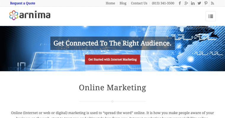 Internet Marketing page of #11 Top Tampa Web Design Company: Arnima Design