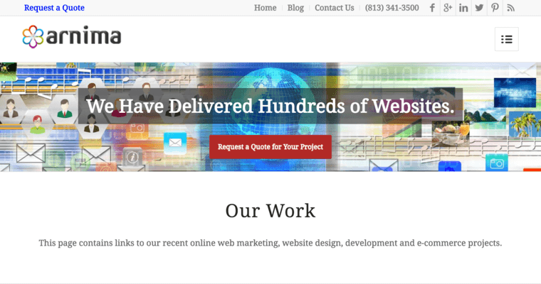 Portfolio page of #9 Top Tampa Bay Web Development Company: Arnima Design