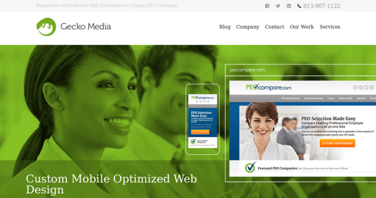 Home page of #7 Best Tampa Web Design Agency: Gecko Media
