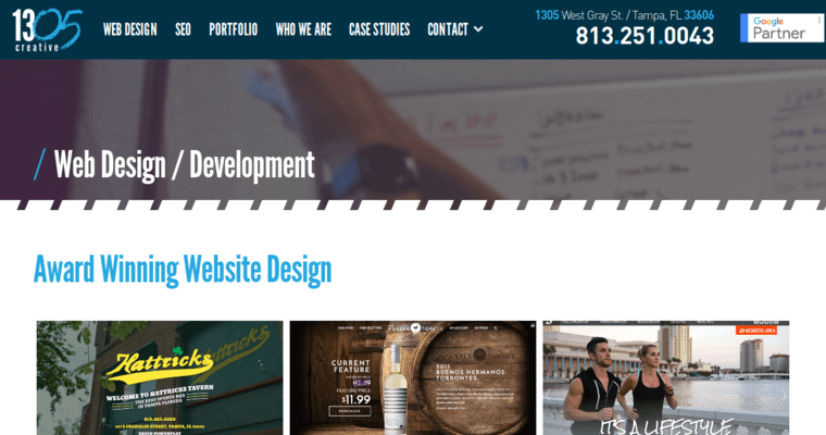 Development page of #5 Top Tampa Bay Web Design Company: thirteen05 creative