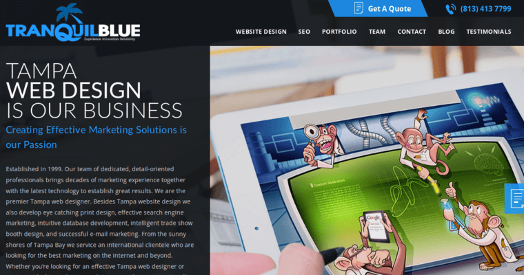 Home page of #6 Top Tampa Bay Web Design Business: Tranquil Blue
