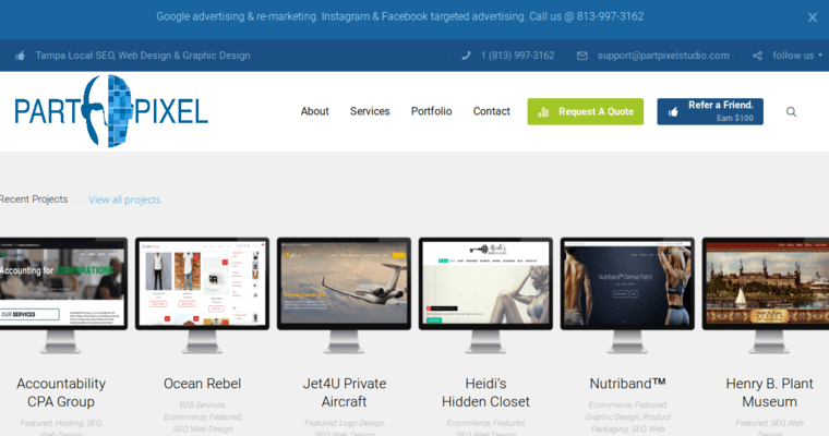 Home page of #3 Best Tampa Web Design Company: PartPixel Web Design
