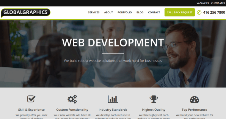 Development page of #8 Leading Toronto Web Development Firm: Globalgraphics