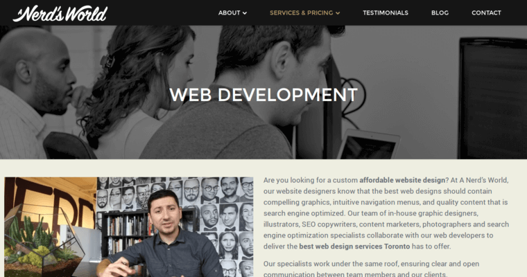 Web Design page of #1 Best Toronto Web Development Business: A Nerd's World