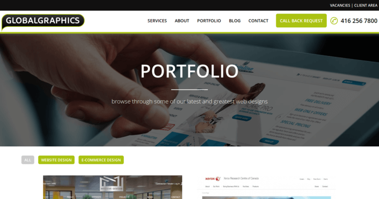 Folio page of #9 Best Toronto Web Development Business: Globalgraphics