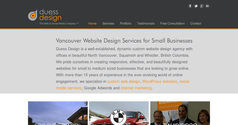 Home page of #5 Leading Vancouver Web Development Company: Duess Design
