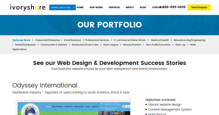 Folio page of #10 Best Vancouver Web Design Firm: IvoryShore