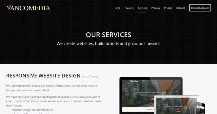 Service page of #6 Top Vancouver Web Design Business: VancoMedia Web Design & Branding