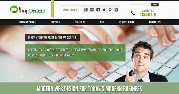 Home page of #7 Best Vancouver Web Design Agency: YNG Online Inc 