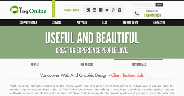 Testimonials page of #7 Best Vancouver Web Design Business: YNG Online Inc 