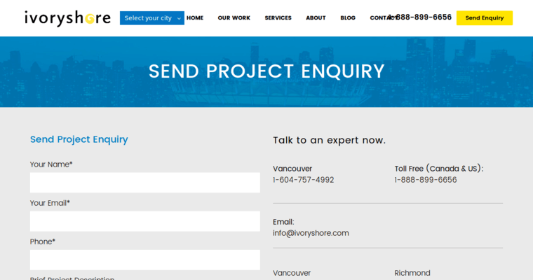 Quote page of #10 Top Vancouver Web Design Agency: IvoryShore