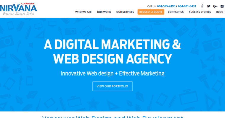 Home page of #8 Leading Vancouver Web Development Firm: Nirvana Canada