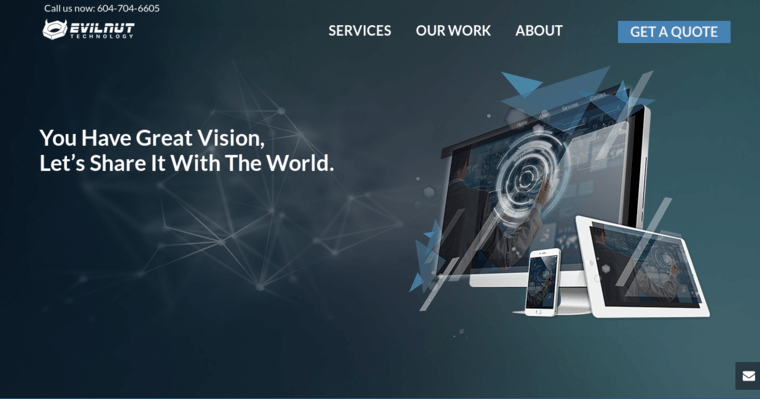 Home page of #4 Best Vancouver Web Design Company: Evilnut