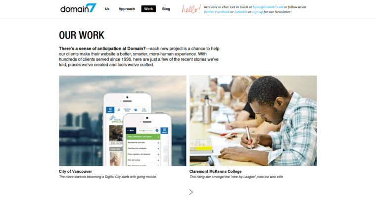 Work page of #5 Top Washington DC Web Design Firm: Domain 7