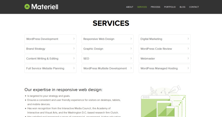Service page of #6 Leading DC Web Design Agency: Materiell