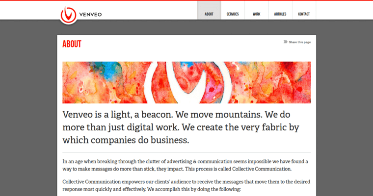 About page of #8 Best DC Web Design Business: Venveo