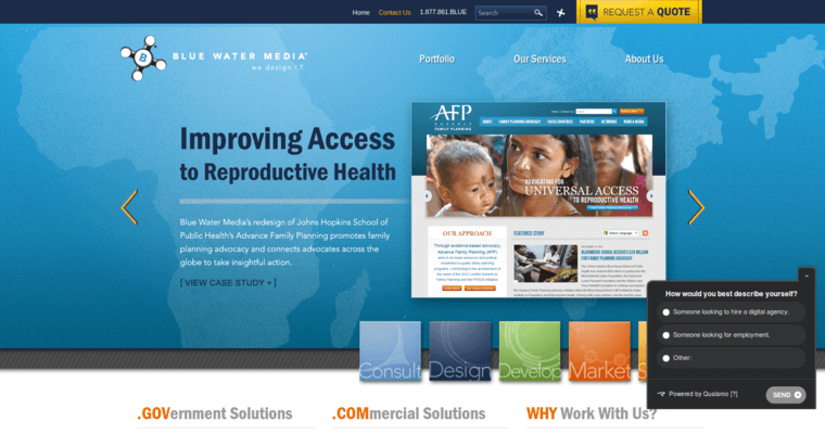 Home page of #7 Leading Washington DC Web Development Agency: Blue Water Media