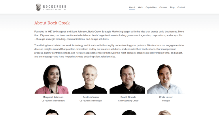 About page of #3 Best Washington Website Design Agency: Rock Creek