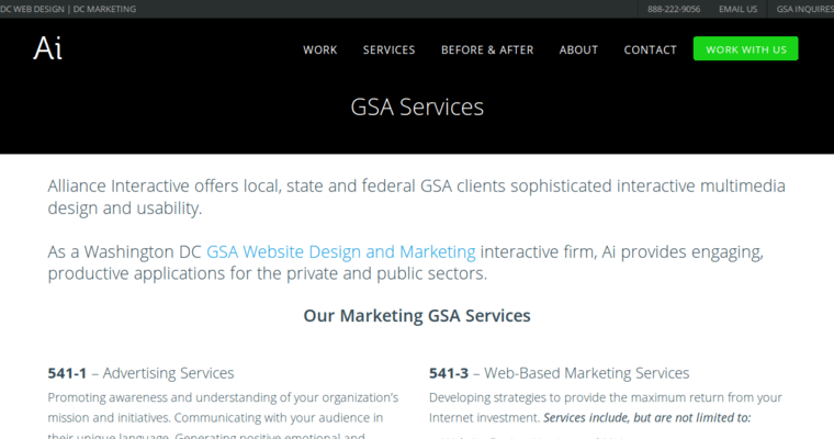 Service page of #9 Leading Washington Web Design Firm: Alliance Interactive