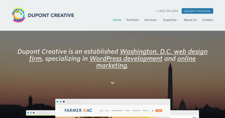 Home page of #8 Best Washington DC Web Design Business: Dupont Creative