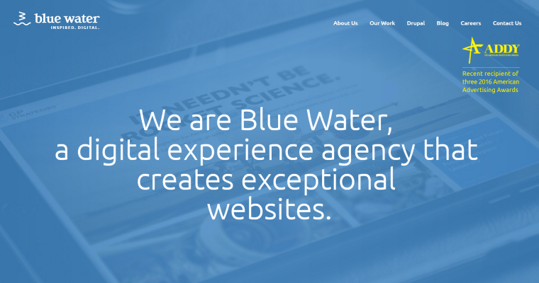 Home page of #2 Best Washington Website Design Agency: Blue Water Media