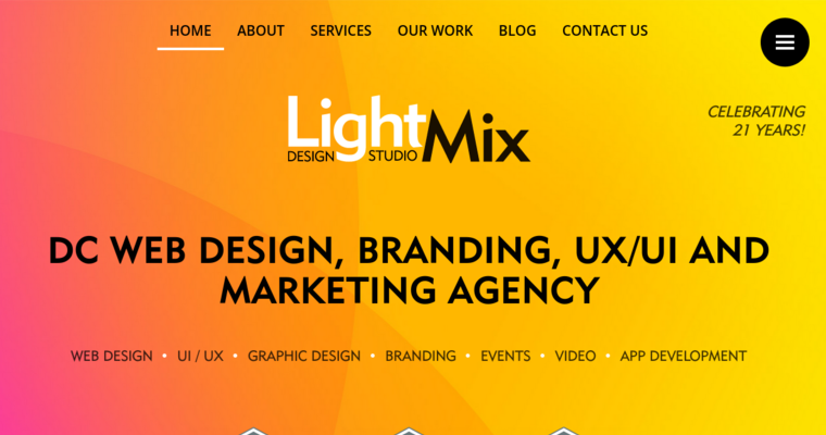 Home page of #3 Top Washington DC Web Development Agency: LightMix