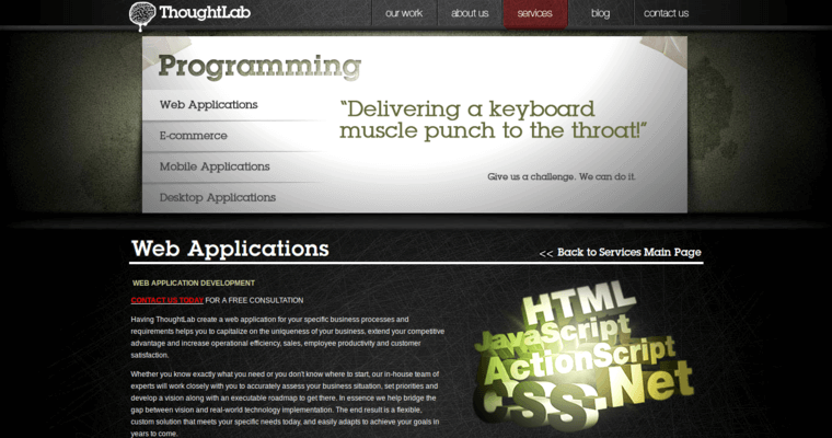 Development page of #12 Best Web Designer: Thought Lab