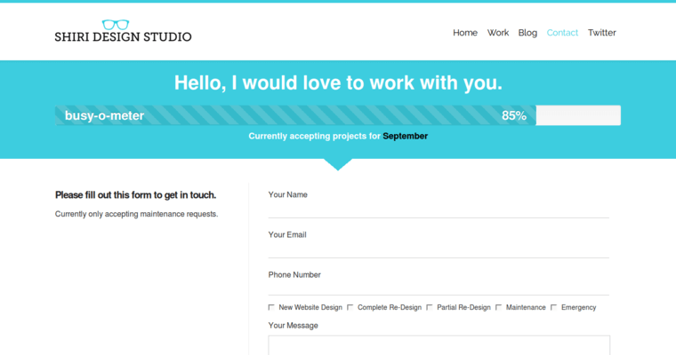 Contact page of #2 Top WordPress Web Design Firm: Shiri Design Studio