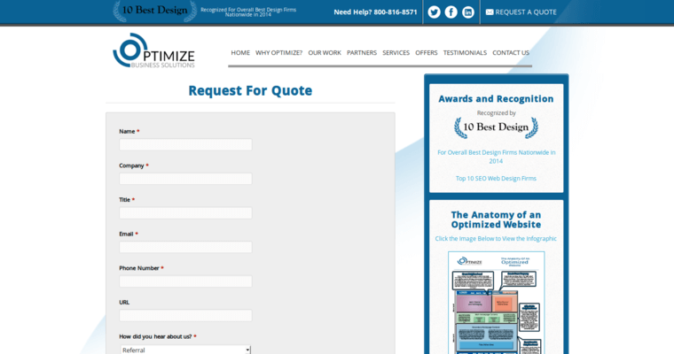 Quote page of #10 Best WordPress Web Development Company: Optimize