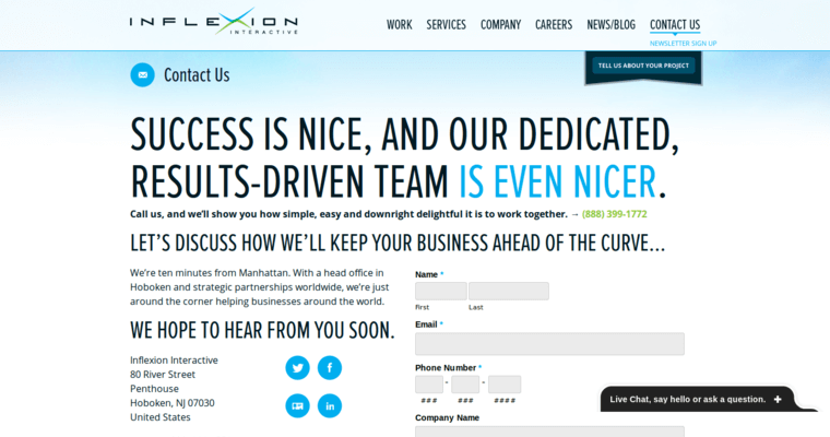 Contact page of #6 Leading WordPress Website Design Agency: Inflexion Interactive