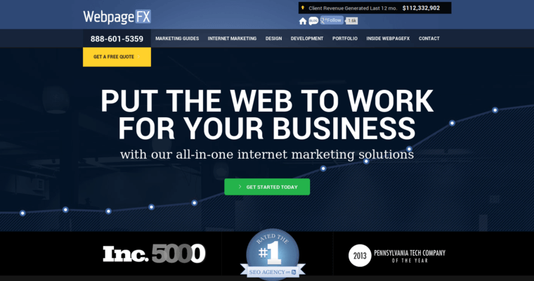 Home page of #4 Best WordPress Website Design Agency: WebpageFX
