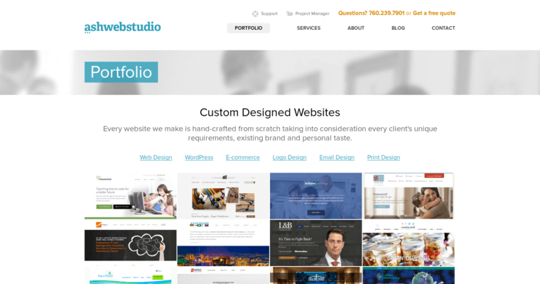 Folio Page of Top Web Design Firms in California: AshWebStudio