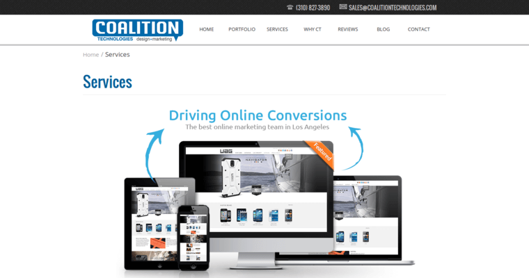Service Page of Top Web Design Firms in California: Coalition Technologies