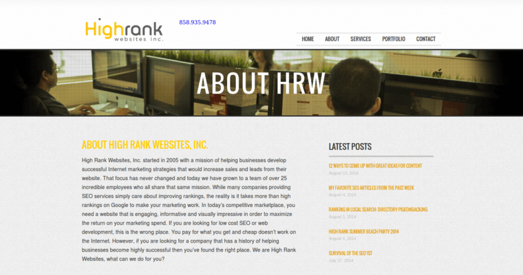 About Page of Top Web Design Firms in California: High Rank Websites