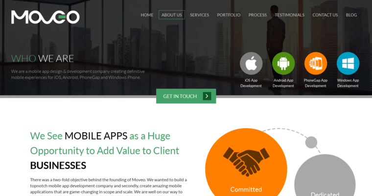 About Page of Top Web Design Firms in California: Moveo Apps