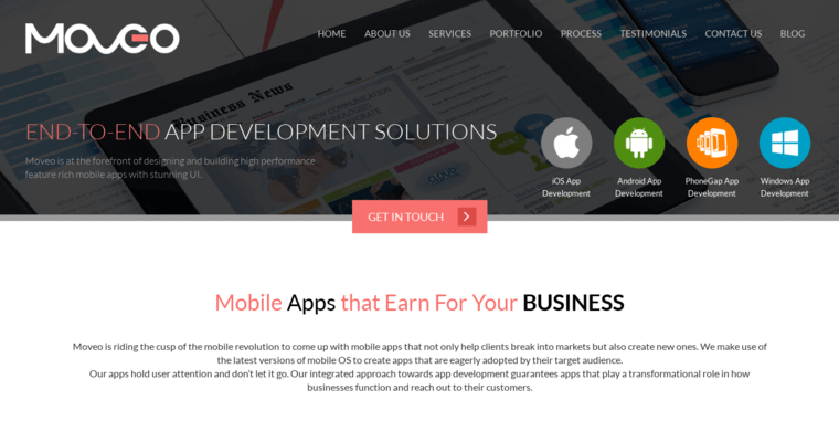 Service Page of Top Web Design Firms in California: Moveo Apps