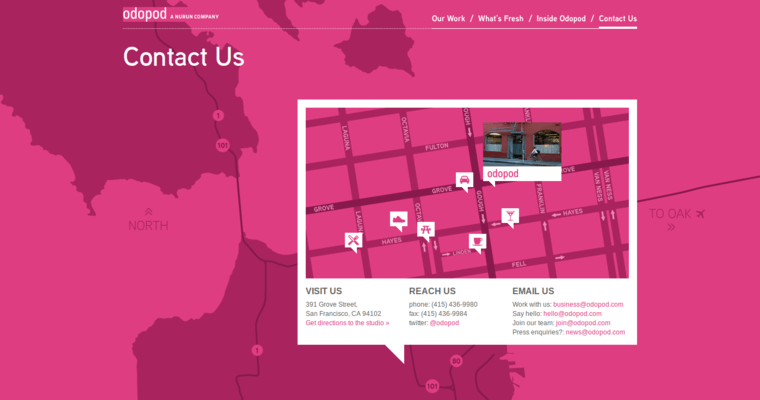 Contact Page of Top Web Design Firms in California: Odopod