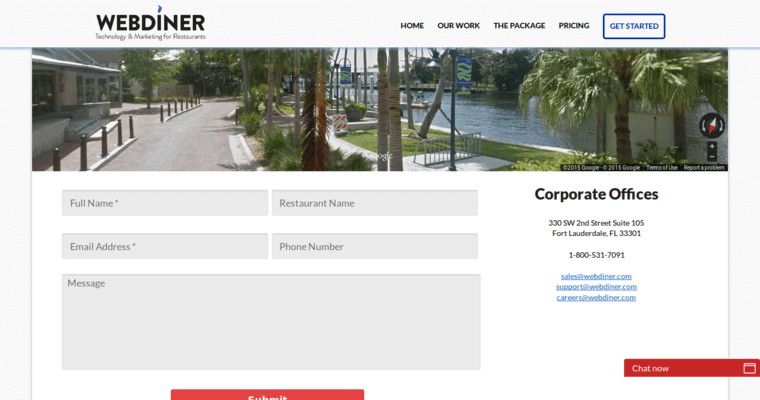 Contact Page of Top Web Design Firms in Florida: WebDiner