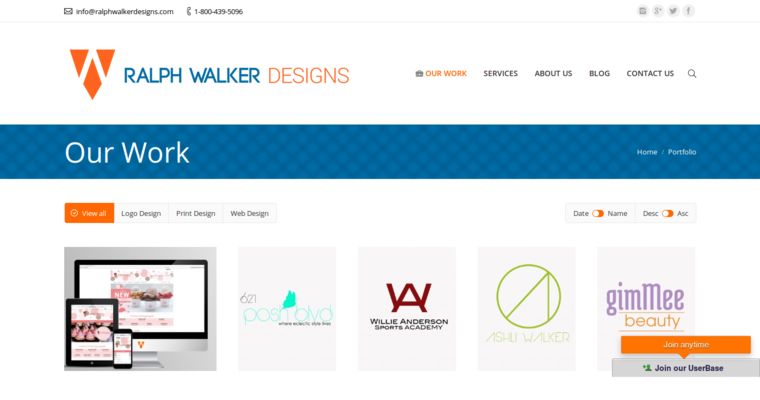 Folio Page of Top Web Design Firms in Georgia: Ralph Walker Designs