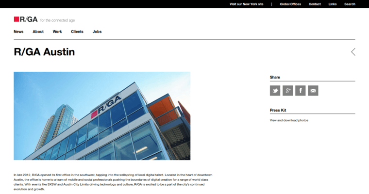 Locations Page of Top Web Design Firms in New York: RGA