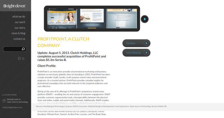 Company Page of Top Web Design Firms in Pennsylvania: Eight Eleven