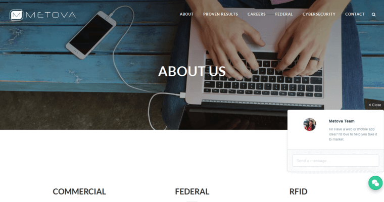 About Page of Top Web Design Firms in Washington: Metova