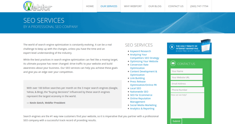 Company Page of Top Web Design Firms in Washington: Webfor